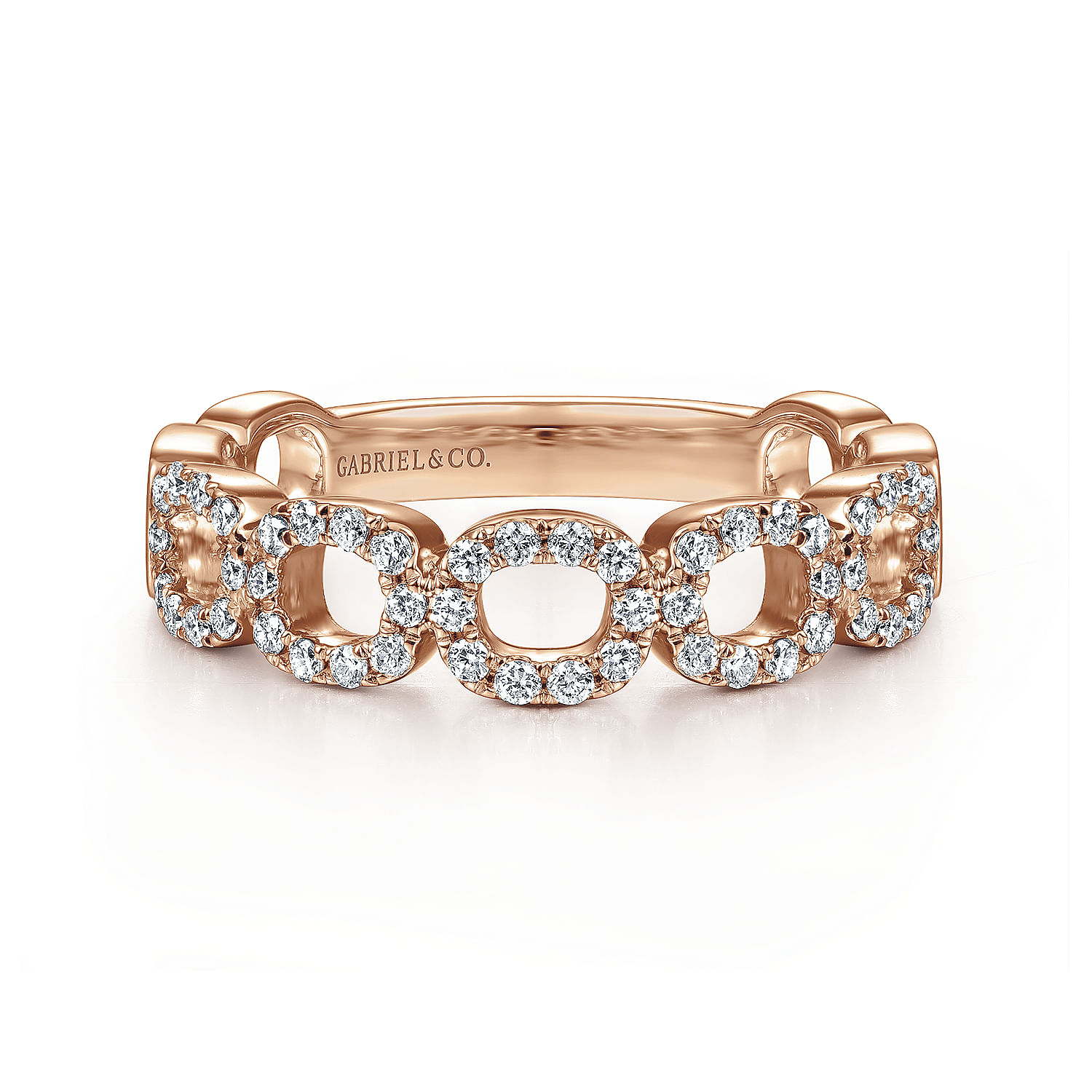 14K Rose Gold Open Diamond Circle Band