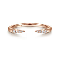 14K Rose Gold Open Diamond Tipped Stackable Ring