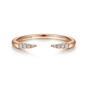14K Rose Gold Open Diamond Tipped Stackable Ring