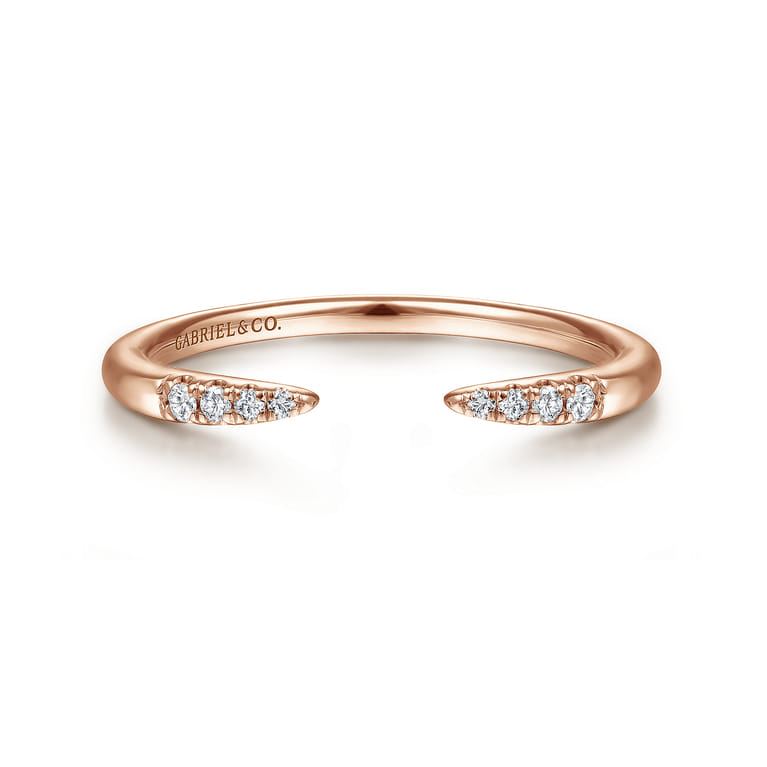 14K Rose Gold Open Diamond Tipped Stackable Ring - 0.05 ct - Shot 1