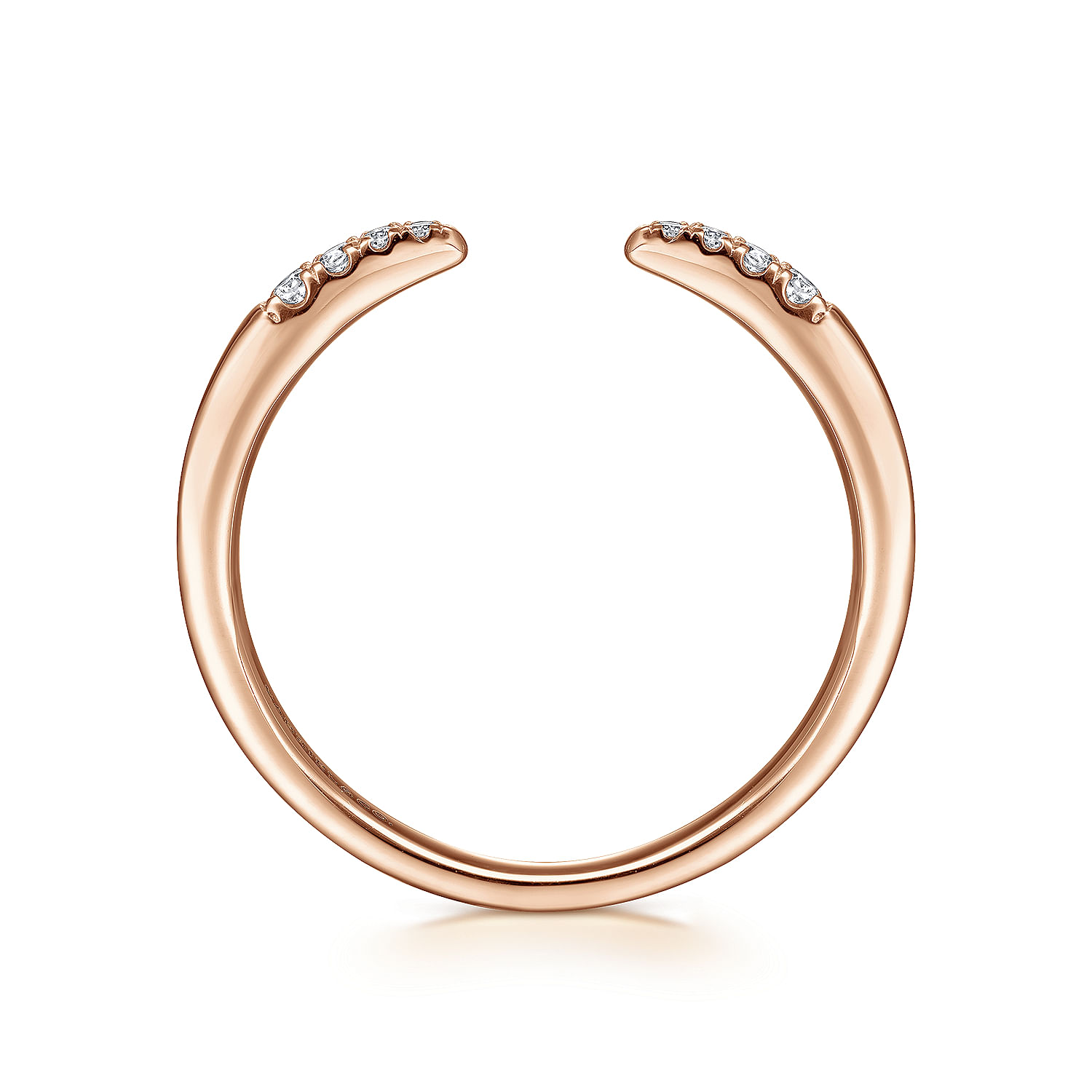 14K Rose Gold Open Diamond Tipped Stackable Ring - 0.05 ct - Shot 2