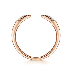 14K Rose Gold Open Diamond Tipped Stackable Ring