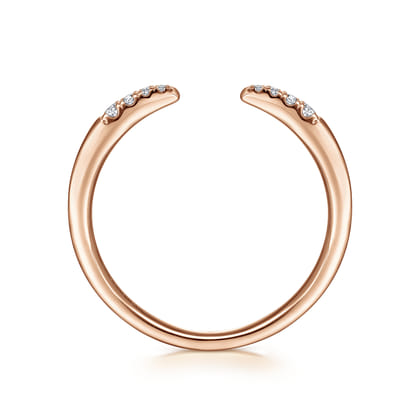 14K Rose Gold Open Diamond Tipped Stackable Ring