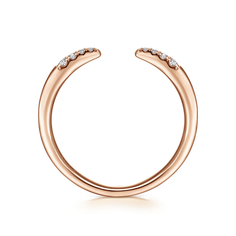 14K Rose Gold Open Diamond Tipped Stackable Ring - 0.05 ct - Shot 2