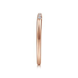14K Rose Gold Open Diamond Tipped Stackable Ring