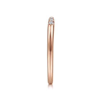 14K Rose Gold Open Diamond Tipped Stackable Ring