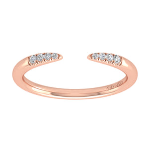 14K Rose Gold Open Diamond Tipped Stackable Ring