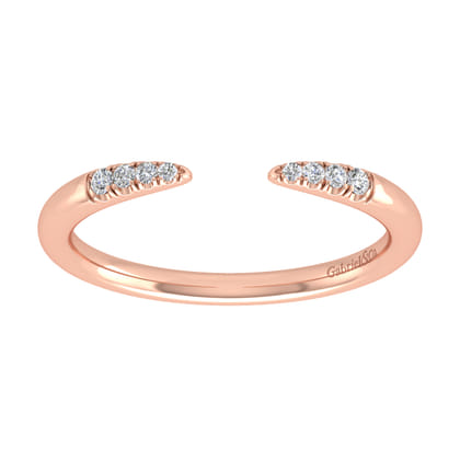 14K Rose Gold Open Diamond Tipped Stackable Ring