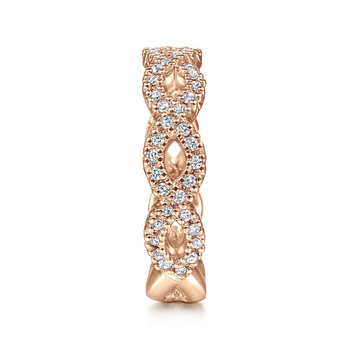 14K Rose Gold Open Twisted Diamond Stackable Ring - 0.4 ct - Shot 4