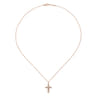 14K Rose Gold Openwork Diamond Cross Necklace - 0.1 ct