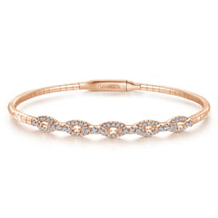 14K Rose Gold Oval Link Diamond Bangle