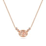 14K Rose Gold Oval Morganite Pendant Necklace with Diamond Accents - 0.06 ct