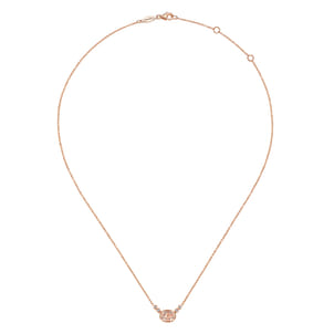 14K Rose Gold Oval Morganite Pendant Necklace with Diamond Accents