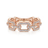 14K Rose Gold Pave Diamond Chain Link Ring Band - 0.35 ct