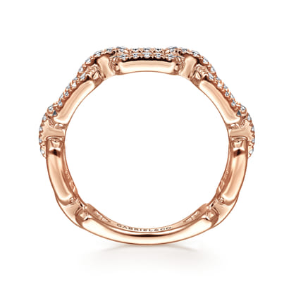 14K Rose Gold Pave Diamond Chain Link Ring Band