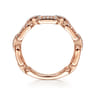 14K Rose Gold Pave Diamond Chain Link Ring Band - 0.35 ct