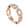 14K Rose Gold Pave Diamond Chain Link Ring Band - 0.35 ct