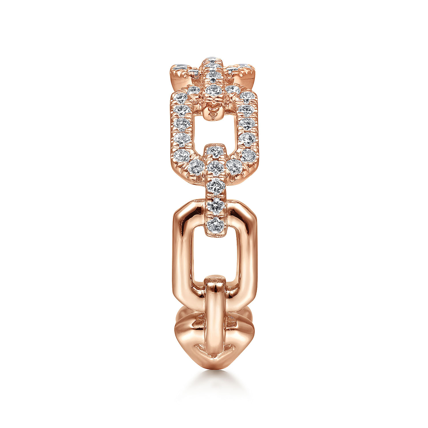 14K Rose Gold Pave Diamond Chain Link Ring Band