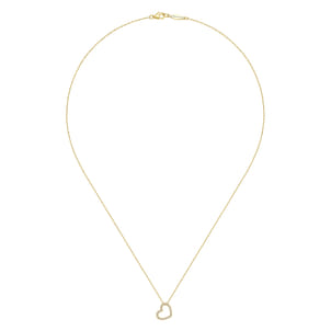 14K Rose Gold Pave Diamond Open Heart Necklace