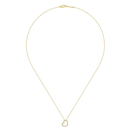 14K Rose Gold Pave Diamond Open Heart Necklace