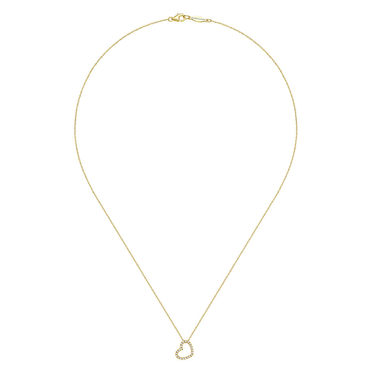 14K Rose Gold Pave Diamond Open Heart Necklace