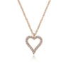 14K Rose Gold Pave Diamond Open Heart Necklace - 0.12 ct