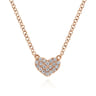 14K Rose Gold Pave Diamond Pendant Heart Necklace - 0.06 ct