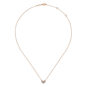 14K Rose Gold Pave Diamond Pendant Heart Necklace