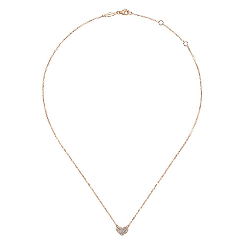 14K Rose Gold Pave Diamond Pendant Heart Necklace - 0.06 ct - Shot 2