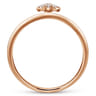14K Rose Gold Pave Diamond Uppercase A Initial Ring - 0.06 ct
