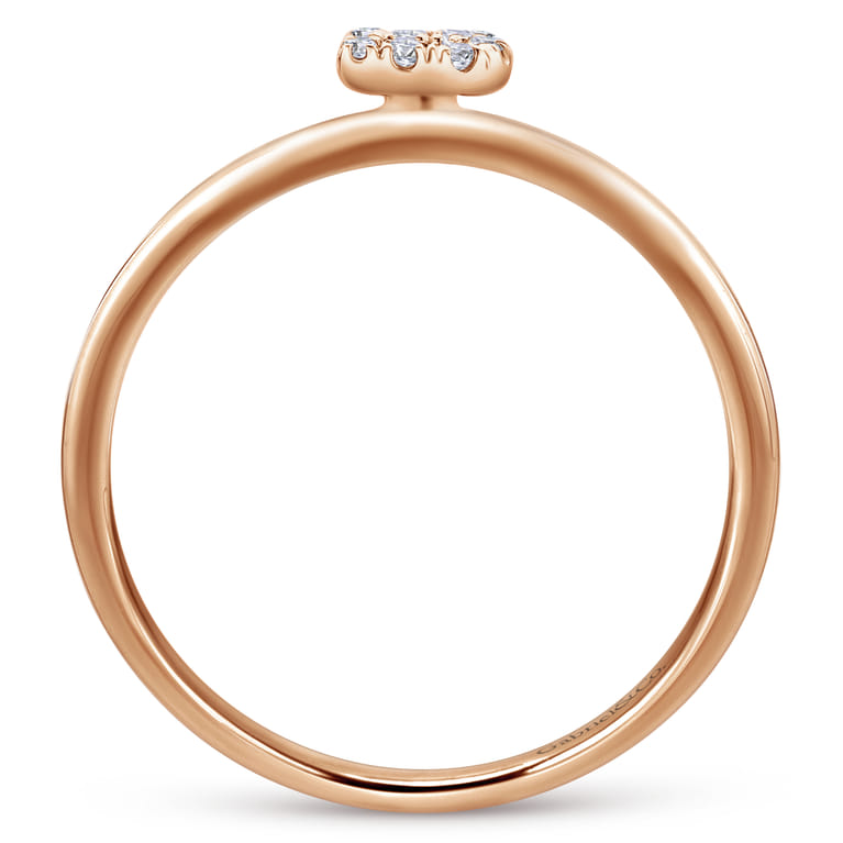 14K Rose Gold Pave Diamond Uppercase B Initial Ring - 0.08 ct - Shot 2