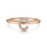 14K Rose Gold Pave Diamond Uppercase C Initial Ring - 0.05 ct