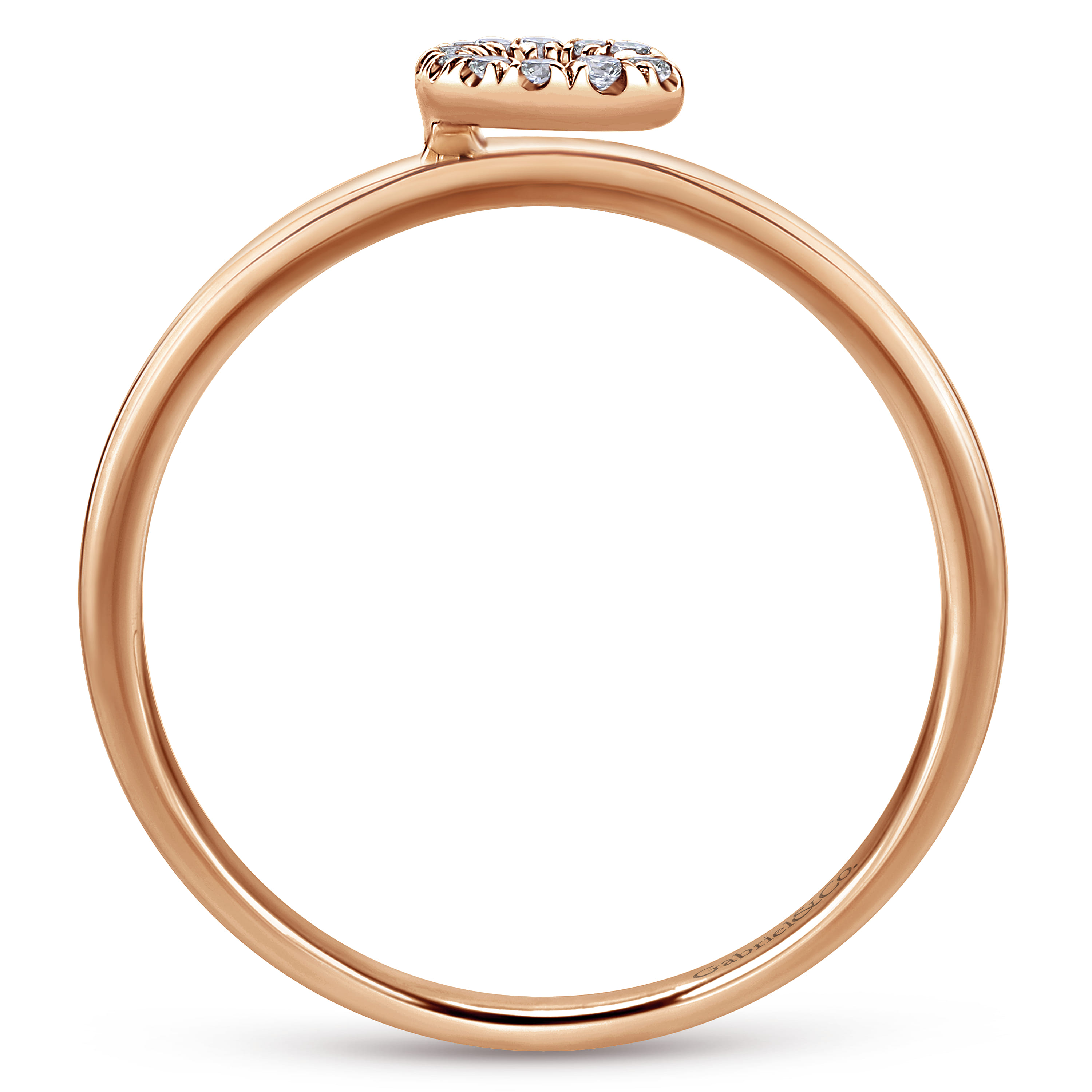 14K Rose Gold Pave Diamond Uppercase C Initial Ring - 0.05 ct - Shot 2
