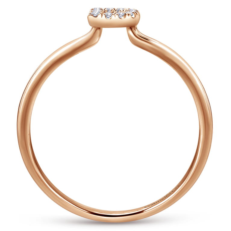 14K Rose Gold Pave Diamond Uppercase D Initial Ring - 0.07 ct - Shot 2