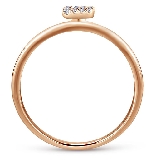 14K Rose Gold Pave Diamond Uppercase E Initial Ring - 0.06 ct - Shot 2