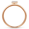 14K Rose Gold Pave Diamond Uppercase E Initial Ring - 0.06 ct