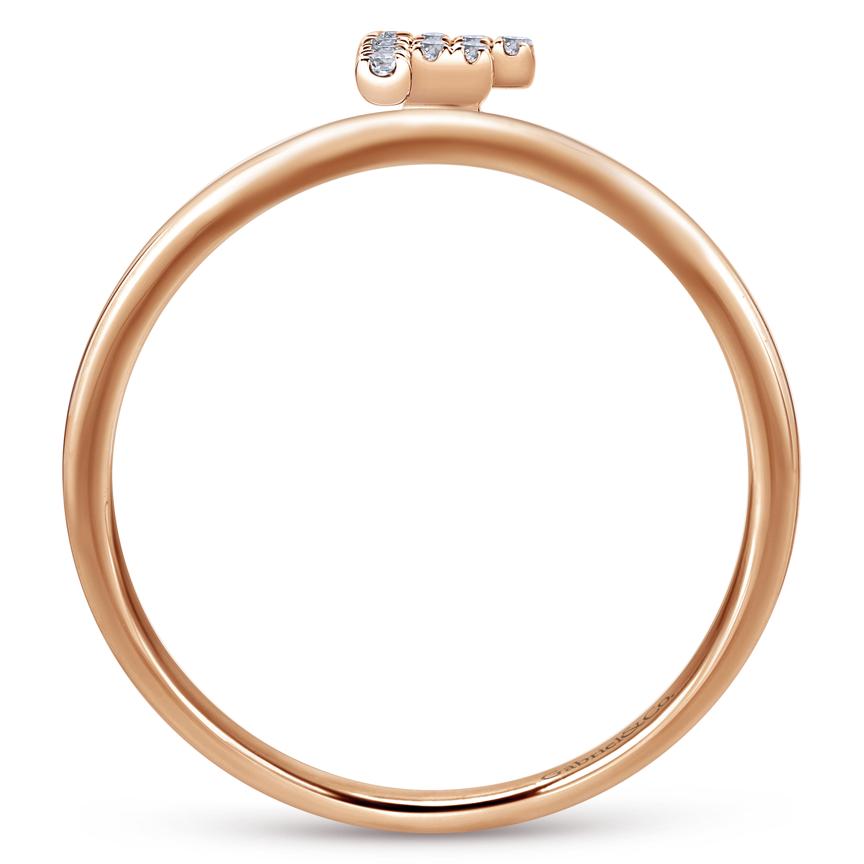 14K Rose Gold Pave Diamond Uppercase F Initial Ring - 0.05 ct - Shot 2