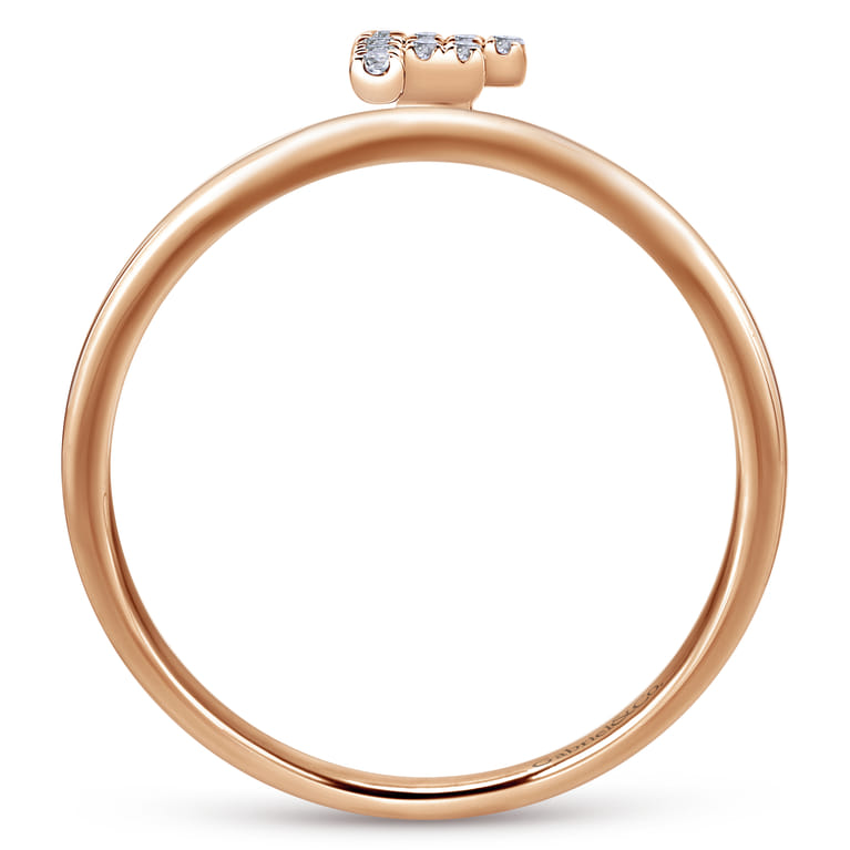 14K Rose Gold Pave Diamond Uppercase F Initial Ring - 0.05 ct - Shot 2