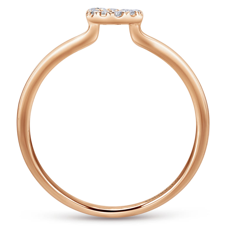 14K Rose Gold Pave Diamond Uppercase G Initial Ring - 0.07 ct - Shot 2