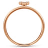 14K Rose Gold Pave Diamond Uppercase H Initial Ring - 0.07 ct