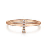 14K Rose Gold Pave Diamond Uppercase I Initial Ring - 0.03 ct