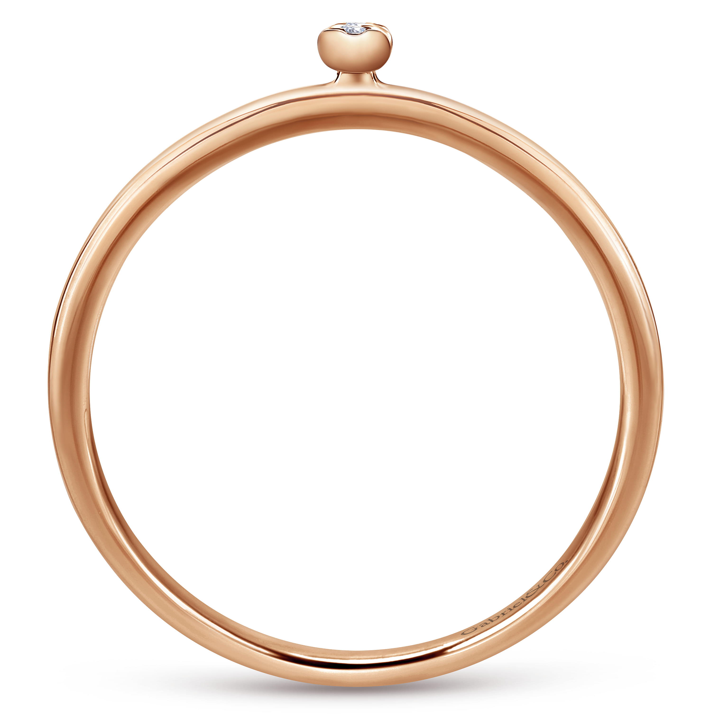 14K Rose Gold Pave Diamond Uppercase I Initial Ring - 0.03 ct - Shot 2