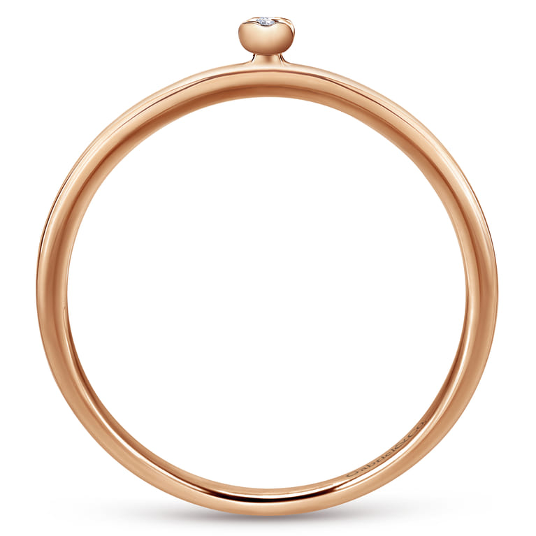 14K Rose Gold Pave Diamond Uppercase I Initial Ring - 0.03 ct - Shot 2