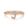 14K Rose Gold Pave Diamond Uppercase J Initial Ring - 0.04 ct