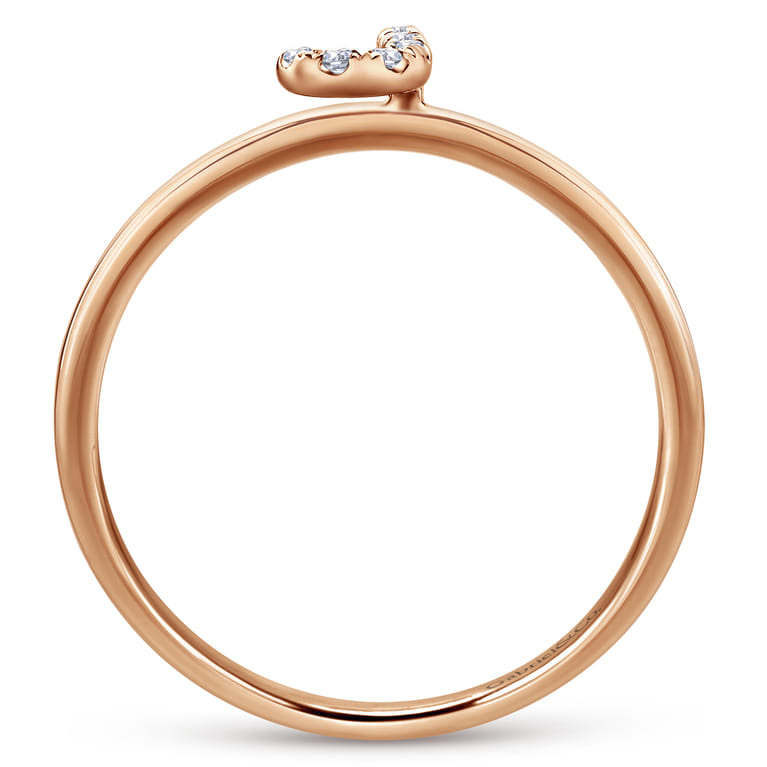14K Rose Gold Pave Diamond Uppercase J Initial Ring - 0.04 ct - Shot 2