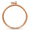 14K Rose Gold Pave Diamond Uppercase J Initial Ring - 0.04 ct