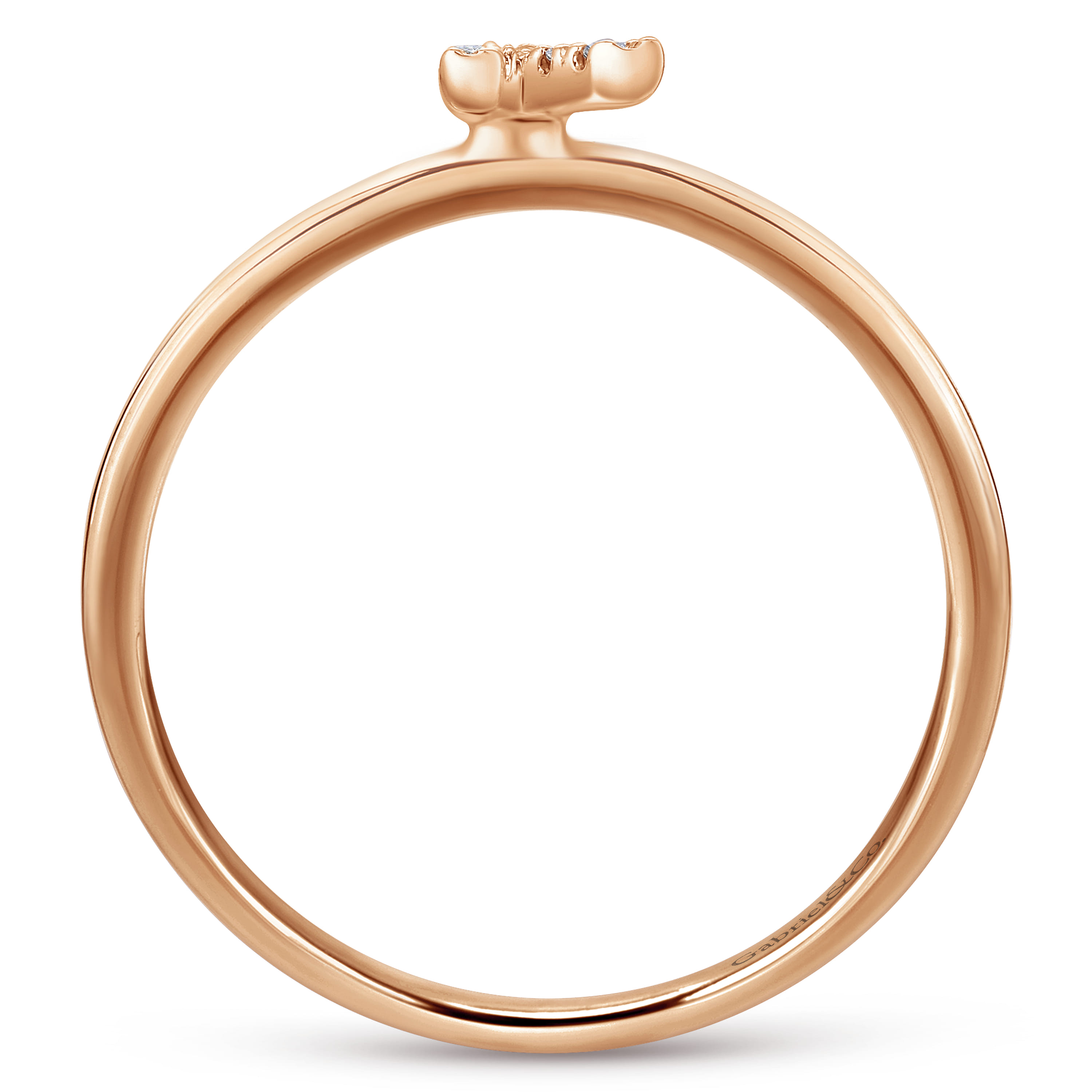 14K Rose Gold Pave Diamond Uppercase K Initial Ring - 0.05 ct - Shot 2