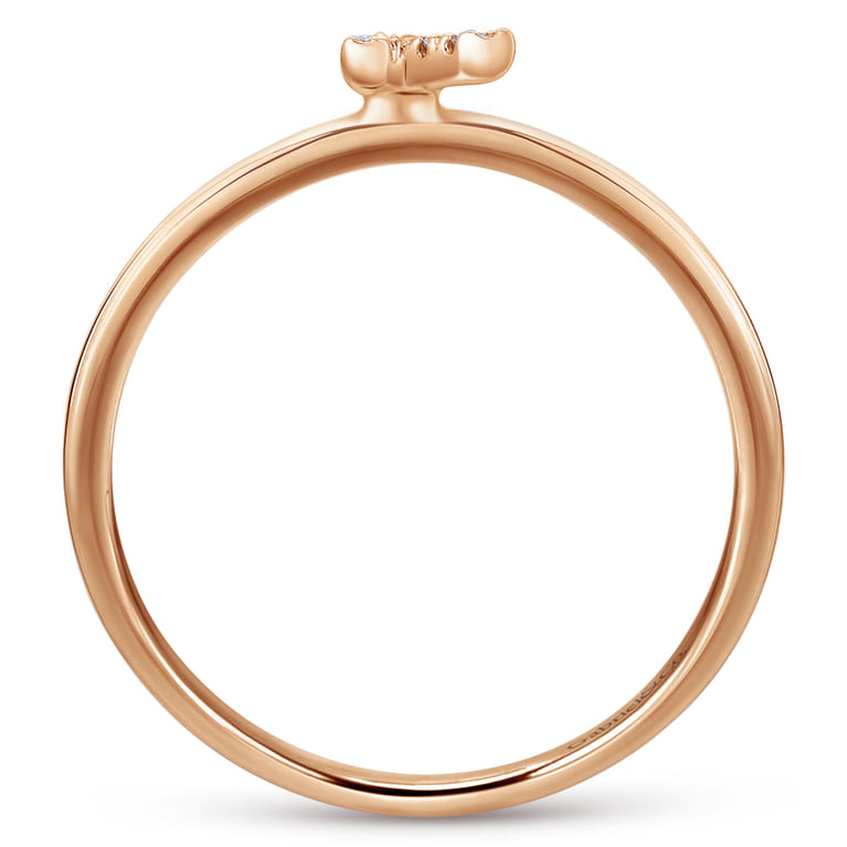 14K Rose Gold Pave Diamond Uppercase K Initial Ring - 0.05 ct - Shot 2
