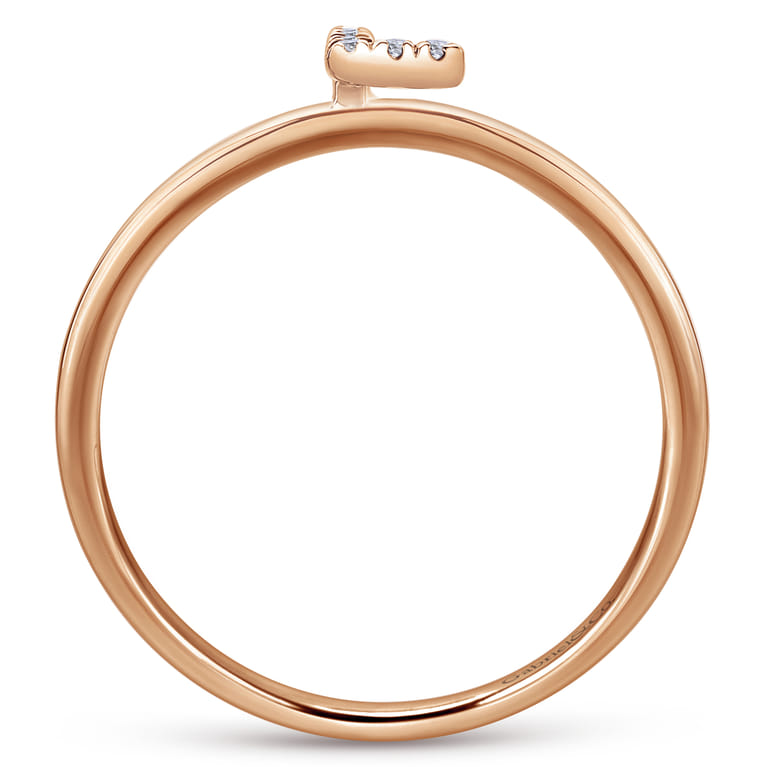 14K Rose Gold Pave Diamond Uppercase L Initial Ring - 0.04 ct - Shot 2