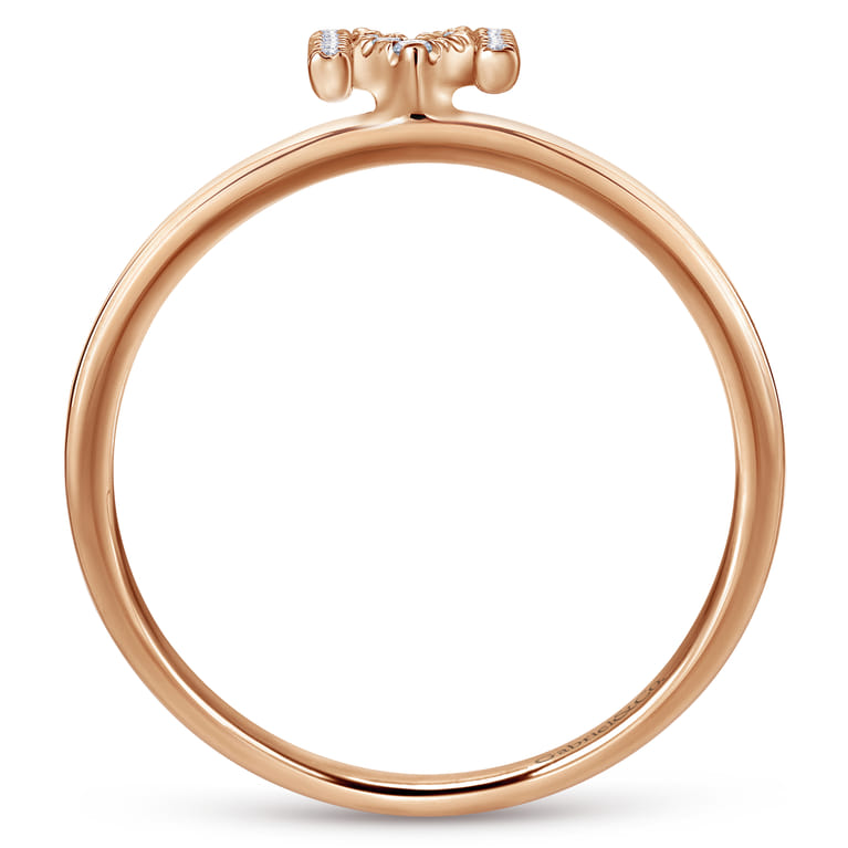 14K Rose Gold Pave Diamond Uppercase M Initial Ring - 0.07 ct - Shot 2
